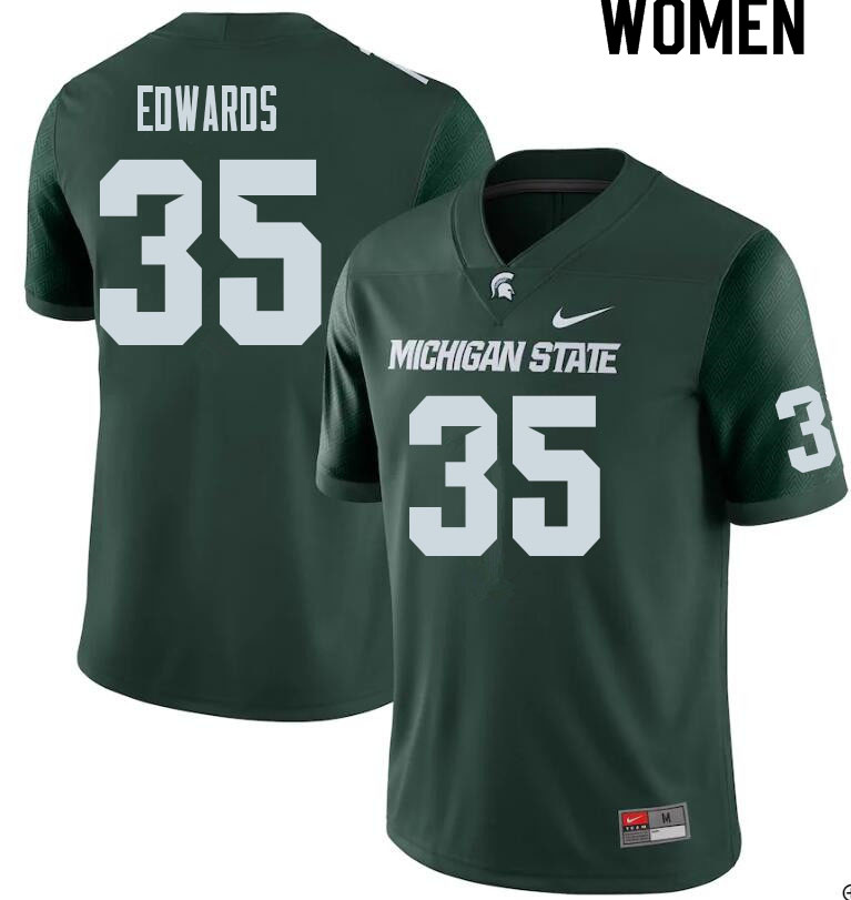 Women #35 Sam Edwards Michigan State Spartans College Football Jerseys Sale-Green